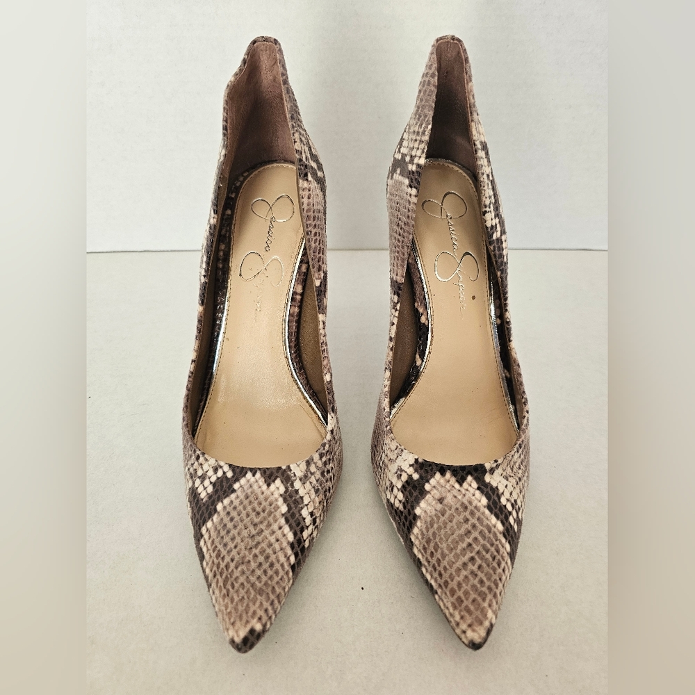 Jessica Simpson Womens Heels Size 8M Pumps Faux Snake Skin Pointed Toe - Picture 2 of 7